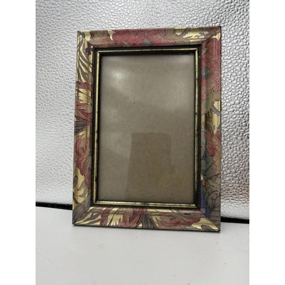 Vintage Floral Decoupage Wood Picture Frame 4x6 Tabletop Photo Frame